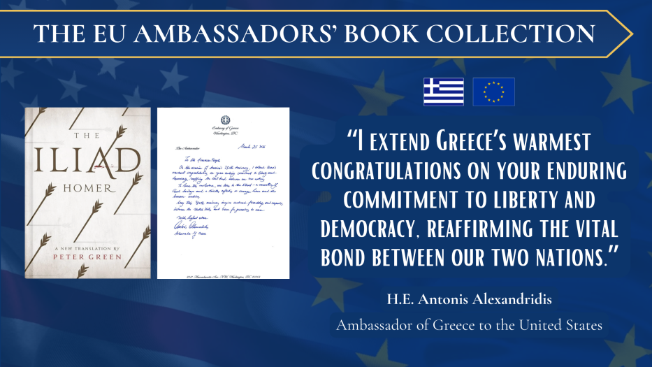 Book cover and letter from Greek Ambassador to US