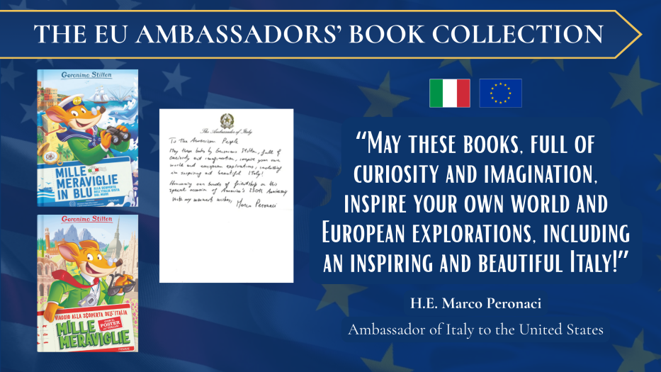 Book cover and letter from Italian Ambassador to US