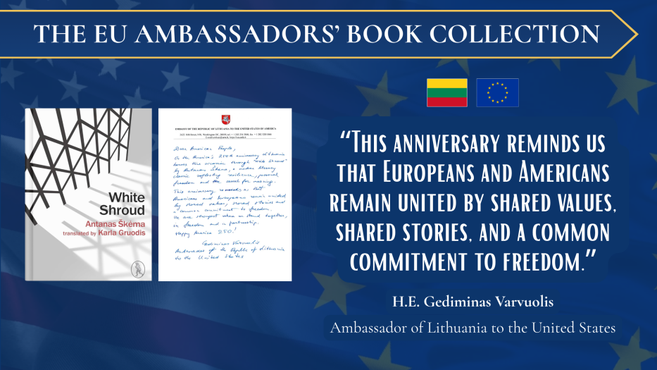 Book cover and letter from Lithuanian Ambassador to US