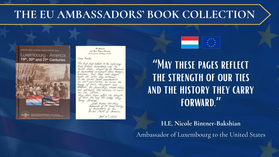 Book cover and letter from Luxembourg Ambassador to US