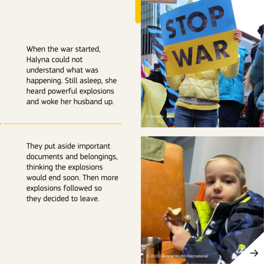 Text and images of war zone