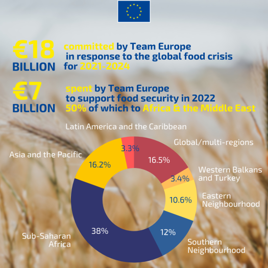 EUR 18 Billion committed by Team Europe, EUR 7 Billion spent to support food security
