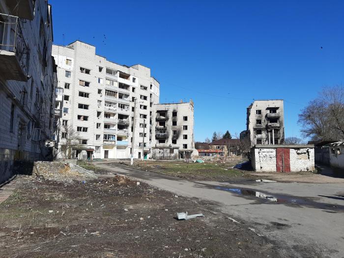 A destroyed housing block.