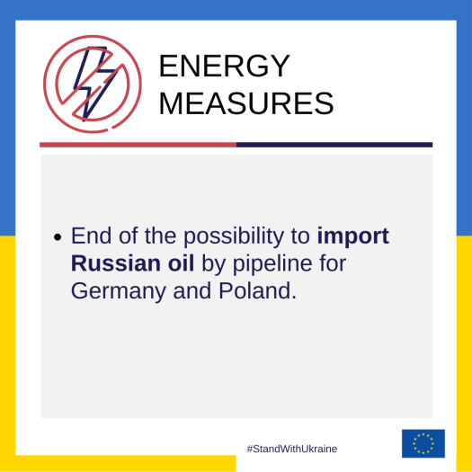Energy measures: End of the possibility to import Russian oil by pipeline for Germany and Poland.