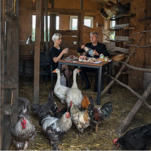 people chickens food farm