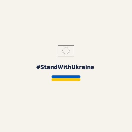 #StandWithUkraine hashtag and EU flag