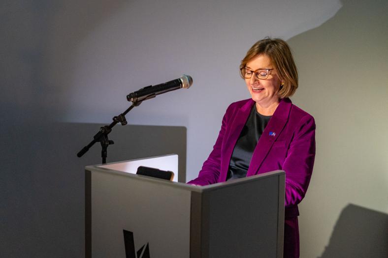 EU Ambassador, Clara Ganslandt, gives a speech
