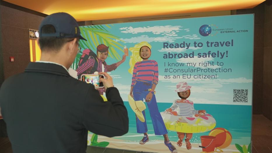 Cutout at the beach - Travel Safe.