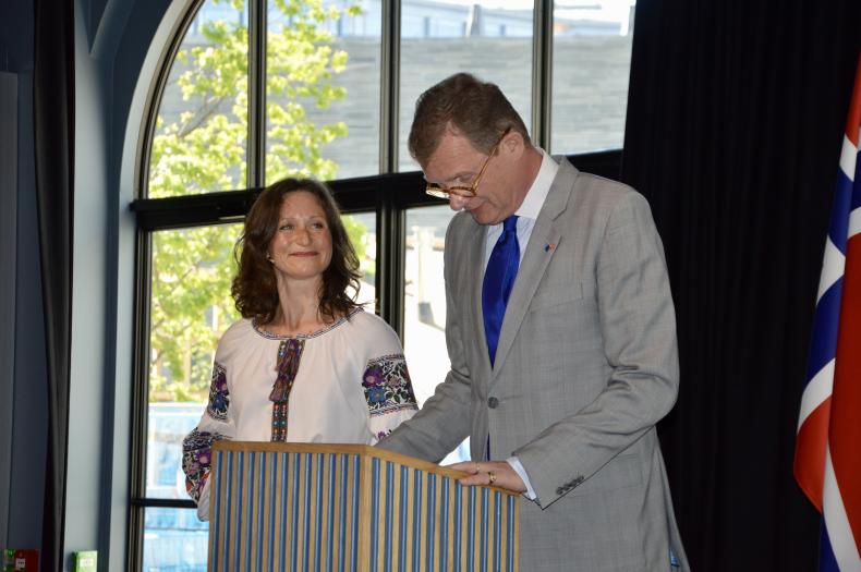 Ambassador de La Grandville giving a speech