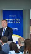 EU Commissioner McGrath delivering a speech at the opening of the No Hate Speech Week at the CoE