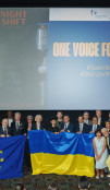 mbassadors from all continents stand together in solidarity at ‘One Voice for Ukraine’ on 24 Feb