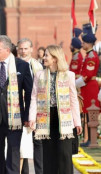Three dignitaries walking in New Delhi