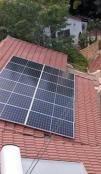 House with solar panel view from above