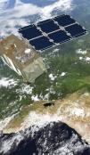 Orbiting satellite looking down on earth