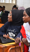 Girls who benefit from the DigiKen programme at a training session