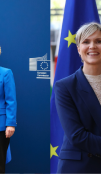Two pictures with Icelandic PM shaking hands with Ursula von der Leyen and Antonio Costa