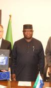 (L-R President Julius Bio sandwiched by Ambassador Jacek Jankowski & Finance Minister, Sheku Bangura