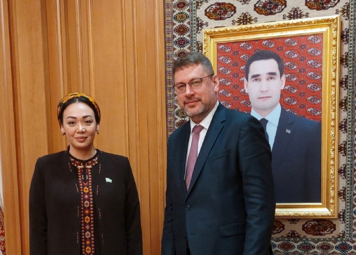 EUSR Eduards Stiprais met with the Speaker of Turkmenistan`s Parliament, H.E. Ms Dunyagozel Gulmanov