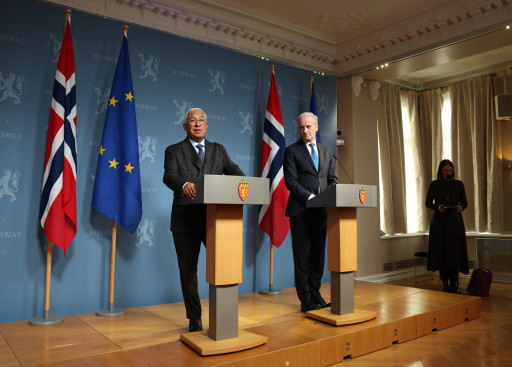 President of the European Council Antonio Costa and Norwegian Prime Minister Jonas Gahr Støre
