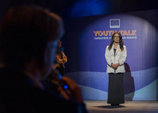 Soniya Sanam Tamang on the stage.