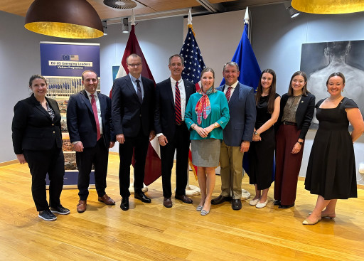 Family photo - networking reception at the Permanent Representation of Latvia to the EU