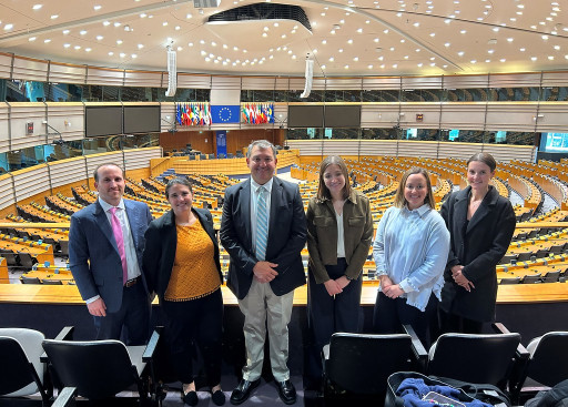 Visiting the European Parliament's hemicycle, Brussels