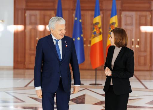 Didier Reynders, EU Commissioner for Justice and Maia Sandu, President of the Republic of Moldova