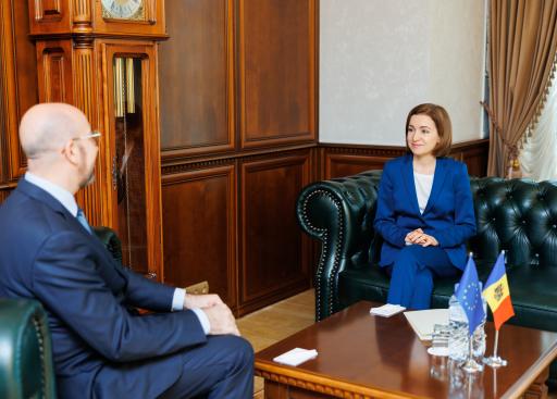 President of the European Council, Charles Michel, with President of the Republic of Moldova, Maia Sandu