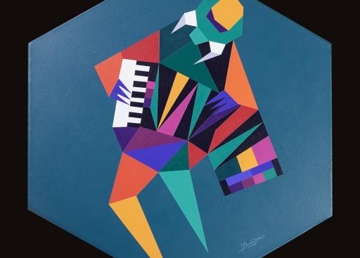 Músicos de Jazz, Acordeón - Autor: Brandon Ramírez - Exposición Más allá del mural