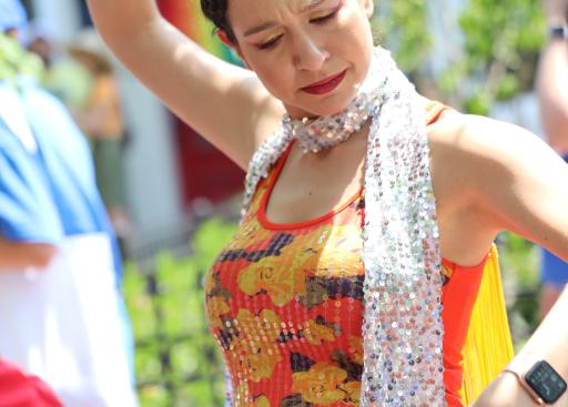 A Flamenco dancer dances.