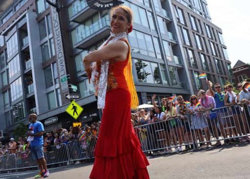 A flamenco dancer in the street.