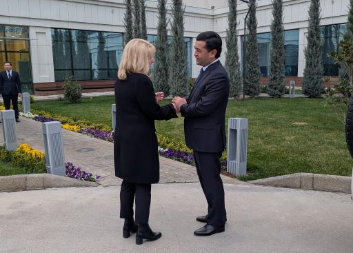 EU Special Representative for Central Asia, Terhi Hakala with H.E. Bakhtiyor Saidov, Minister for Fo