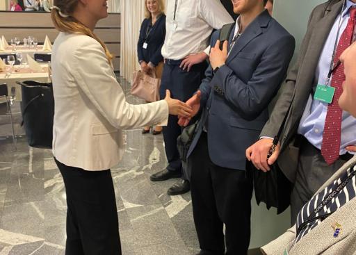 Visitors greeted by Lucija Tacer, Member of Parliament, Ljubljana, Slovenia