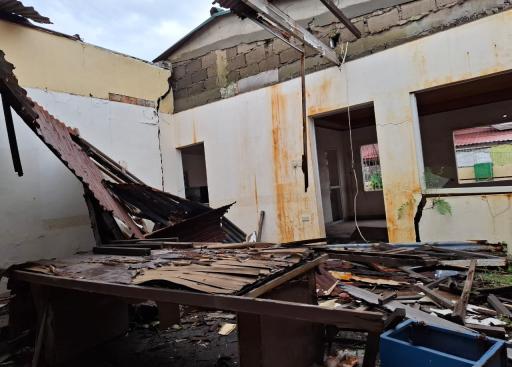 Damaged home by typhoon Kristine (international name: Trami)