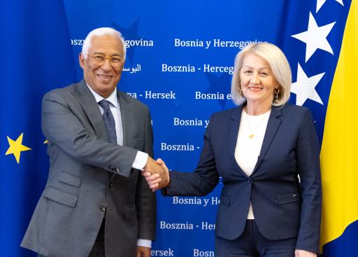 President António Costa with the Chairwoman of the BiH Council of Ministers, Borjana Kristo