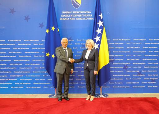 President António Costa with the Chairwoman of the BiH Council of Ministers, Borjana Kristo.