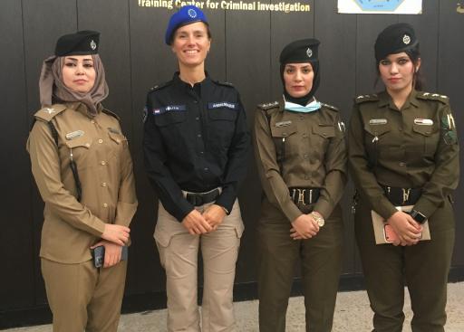 Annemarie with local policewomen at Gender and Human Rights training provided to the Iraqi Ministry of Interior