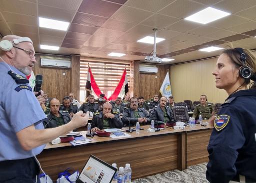 Annemarie and colleague Donal O’Driscoll during a public order policing workshop in Baghdad, Iraq