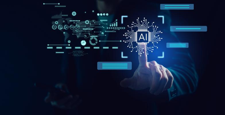 Abstract representation of AI and human-centric engagement.