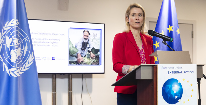 Kaja Kallas at the podium