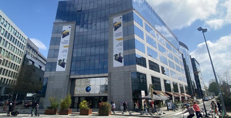 EEAS building with open day banners