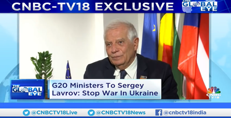 Interview clip of Josep Borrell to CNBC-TV18