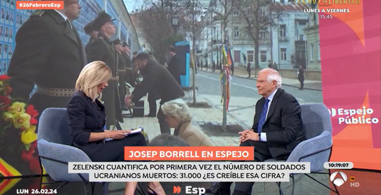 HRVP Josep Borrell being interviewed at Antena 3 studio