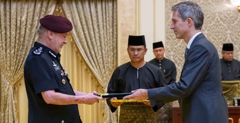 Ambassador Rafael presenting credentials to the King