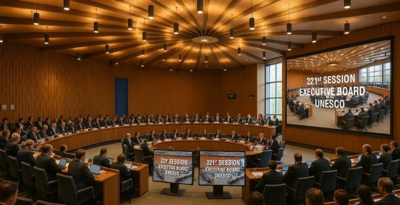 UNESCO meeting in Paris gathers in a conference room.