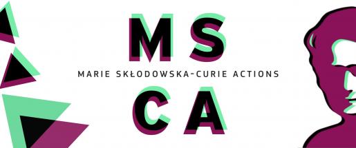 Publicity poster of the Marie Skłodowska-Curie Actions (MSCA) featuring MSCA logo 