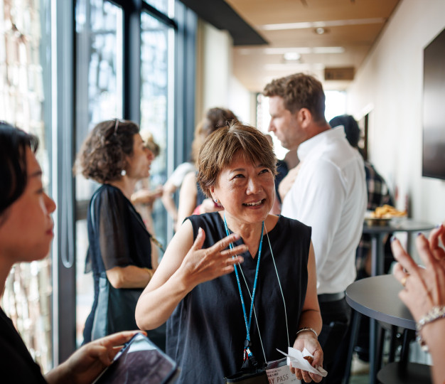 People at a networking reception