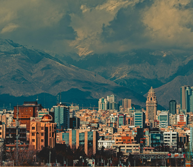 Aerial view of Tehran city buildings during daytime