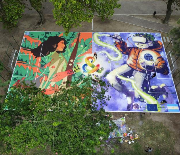 Painted football field