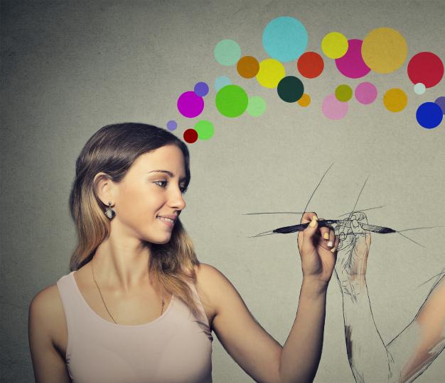 A woman drawing a picture